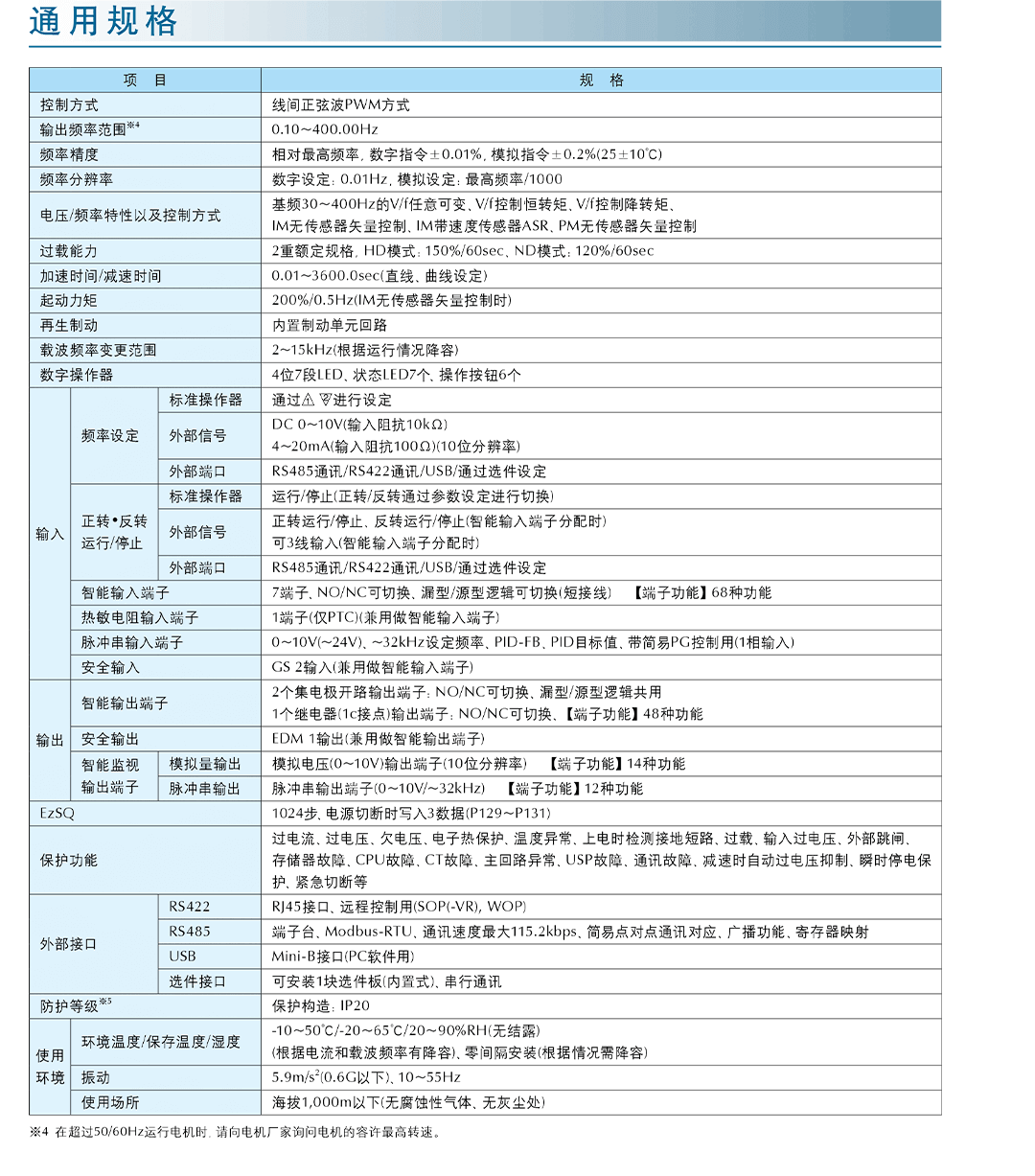 通用规格